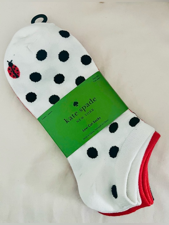 kate spade Accessories - KATE SPADE 3-Pair Footie in Black/White Polka Dot, Orange & Black. NWT. One Size